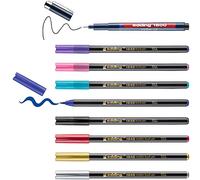 edding Happy Lettering 9+2-8 rotuladores de fibra en colores brillantes y metálicos,1 fineliner-set de iniciación perfecto para los amantes del lettering-con etiquetas de regalo y mezclador de colores