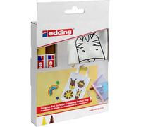 Edding - Kit creativo para niños con 2 rotuladores textiles e-4500 (punta redonda de 2 a 3 mm, con bolsa de algodón para colorear