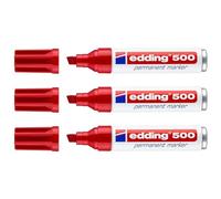 edding Rotulador permanente 500 Punta biselada 2-7 mm, resistente al agua y secado rápido, Rojo