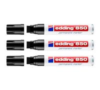 edding 850 marcador permanente - negro - 1 rotulador - punta biselada 5-15 mm - para marcas llamativas - resistente al agua, secado rápido, indeleble - para cartón, plástico, madera, metal, vidrio