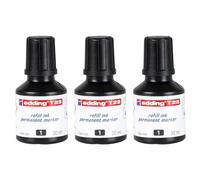 EDDING - Lote de 3 recambios de tinta 30 ml T25 para marcador permanente, color negro