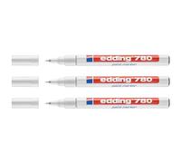 Edding - Lote de 3 rotuladores (0,8 mm, 780 mm), color blanco