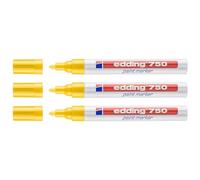 Edding - Lote de 3 rotuladores de pintura (750, punta redonda, 2-4 mm), color amarillo