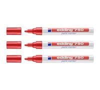 edding Marcador 750 – tinta opaca, punta redonda 2-4 mm, permanente y resistente al calor – Rojo
