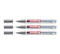 Edding - Lote de 3 rotuladores de pintura brillante 780 (punta extrfina, 0,8 mm), color plateado