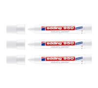 edding 950 marcador industrial - blanco - 1 rotulador - punta redonda de 10 mm - marcador para escribir sobre metal, piedras, madera - superficies rugosas o húmedas - permanente, impermeable
