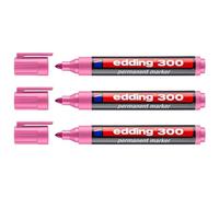 edding 300 marcador permanente - rosa - 1 rotulador - punta redonda 1,5-3 mm - resistente al agua, de secado rápido, rotuladores indelebles - para cartón, plástico, vidrio, madera, metal