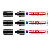 edding 800 marcador permanente - negro - 1 rotulador - punta biselada 4-12 mm - para marcas llamativas - resistente al agua, secado rápido, indeleble - para cartón, plástico, madera, metal, vidrio