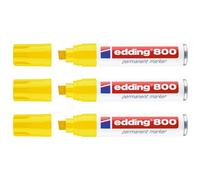 edding 800 marcador permanente - amarillo - 1 rotulador - punta biselada 4-12 mm - para marcas llamativas -resistente al agua, secado rápido, indeleble - para cartón,plástico, madera, metal, vidrio