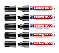 edding 800 marcador permanente - negro - 1 rotulador - punta biselada 4-12 mm - para marcas llamativas - resistente al agua, secado rápido, indeleble - para cartón, plástico, madera, metal, vidrio
