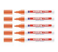 EDDING - Lote de 5 rotuladores de pintura 750 (punta mediana, 2 - 4 mm), color naranja