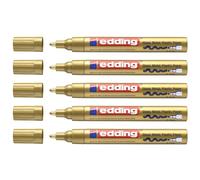 EDDING - Lote de 5 rotuladores de pintura brillante (750 dorados, punta redonda, 2 - 4 mm)