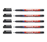 Edding - Lote de 5 rotuladores permanentes 141F (punta fina, 0,6 mm), color negro