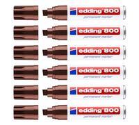 Edding - Lote de 6 rotuladores permanentes, 800, 4 - 12 mm, color marrón