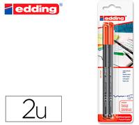 Edding Marker Fiber Tip 1200 Rojo N.2 Punta Redonda 05 Mm Blíster de 2 Unidades