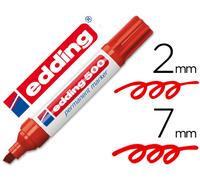 Edding Marker Marcador Permanente 500 Rojo - Punta Biselada 7 mm