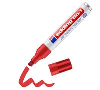 edding No. 1 marcador permanente - rojo - 1 rotulador - punta biselada 1-5 mm - resistente al agua, al roce, secado rápido - multiuso, de bolsillo - para cartón, plástico, madera, metal, vidrio