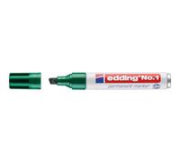 edding No. 1 marcador permanente - verde - 1 rotulador - punta biselada 1-5 mm - resistente al agua, al roce, secado rápido - multiuso, de bolsillo - para cartón, plástico, madera, metal, vidrio