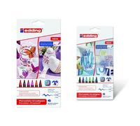 Edding - Pack 6 rotuladores con punta de pincel, gama rojo/rosa + 6 rotuladores con punta de pincel, gama verde/azul