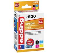 edding Pack Combinado de Tinta Equivalente a Epson 603XL (T03A1/A2/A3/A4) Compatible Negro, Cian, Magenta, Amarillo