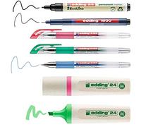 edding - Personal Set para escritorios - pack de 7 - 1 rotulador punta fina, 3 bolígrafos gel, 1 marcador permanente, 2 subrayadores - pack material oficina o casa - escritura en papel