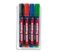 EDDING Pochette de 4 Marqueurs Edding 300 permanent, corps plastique, pointe ogive - coloris assortis
