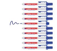 edding retract 11 marcador permanente-azul - 10 rotuladores - punta redondeada 1,5-3 mm - resistente al agua, secado rápido - operación con una sola mano - para cartón, plástico, madera, metal, vidrio
