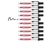edding retract 11 marcador permanente-negro-10 rotuladores - punta redondeada 1,5-3 mm - resistente al agua, secado rápido - operación con una sola mano - para cartón, plástico, madera, metal, vidrio
