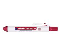 edding Retract 11 marcador permanente - rojo - 1 bolígrafo - plumilla redonda 1,5-3 mm - resistente al agua, de secado rápido - para usar fácilmente con una sola mano - para cartón, plástico, madera