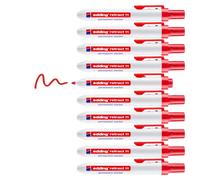 edding retract 11 marcador permanente-rojo - 10 rotuladores - punta redondeada 1,5-3 mm - resistente al agua, secado rápido - operación con una sola mano - para cartón, plástico, madera, metal, vidrio