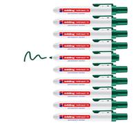 edding retract 11 rotulador permanente - verde - caja de 10 - punta redonda 1,5-3 nm - resistente al agua, de secado rápido -de fácil manejo con una sola mano - para cartón, plástico, madera, metal
