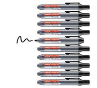 edding retract 12 marcador para pizarras blancas - negro - 10 rotuladores - punta redonda 1,5-3 mm - sin tapa - para una sola mano - pizarras blancas/magnéticas, flipcharts, tablones de notas