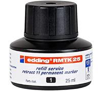 edding RMTK 25 tinta de recambio - negra - 25 ml - con sistema capilar, ideal para rellenar de forma limpia y sin complicaciones los marcadores permanentes edding retract 11