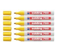 edding 750 marcador de tinta opaca brillante - amarillo - 1 rotulador - punta redonda 2-4 mm - rotulador brillante efecto lacado para vidrio, piedras, madera, plástico, papel - color permanente