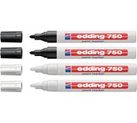 edding Rotulador de pintura 750 industrial, 2-4 mm, blanco + negro