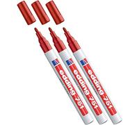 Edding Rotulador de pintura brillante, punta redonda, diseño creativo de casi todas las superficies (por ejemplo, vidrio, cartón, papel oscuro, cerámica, piedra) (1-2 mm, rojo, 3)