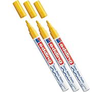 edding Rotulador de pintura brillante, punta redonda, diseño creativo de casi todas las superficies (por ejemplo, vidrio, cartón, papel oscuro, cerámica, piedra) (1-2 mm, amarillo, 3)