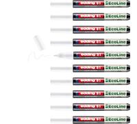 edding Rotulador de pintura EcoLine 51, blanco, 10 unidades, punta redonda de 1-2 mm, tinta a base de agua, altamente opaca e impermeable, bolígrafo para vidrio, piedra, madera, plástico y papel