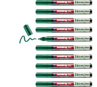 edding Rotulador de pintura EcoLine 51 - Verde - Pack de 10 - Punta redonda de 1-2 mm - Tinta a base de agua, altamente opaco e impermeable - Bolígrafo para vidrio, piedra, madera, plástico y papel