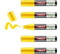 edding Rotulador de pintura EcoLine 52 - Amarillo - Pack de 5 - Punta cincel 4-15 mm - Tinta a base de agua, altamente opaco e impermeable - Bolígrafo para vidrio, piedra, madera, plástico y papel