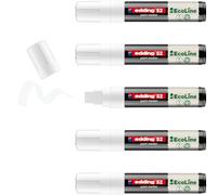 edding Rotulador de pintura EcoLine 52 - Blanco - Pack de 5 - Punta cincel 4-15 mm - Tinta a base de agua, altamente opaco e impermeable - Bolígrafo para vidrio, piedra, madera, plástico y papel