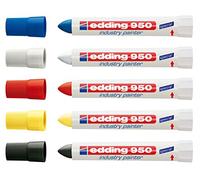 edding Rotulador especial 950 Industry Painter, 10 mm | (5 rotuladores, negro, rojo, azul, blanco, amarillo)