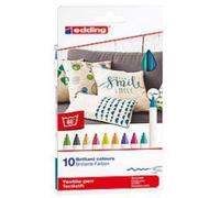 edding 4600 rotulador textil - juego de 10 colores (divertidos) - punta redonda de 1 mm - rotuladores textiles permanentes para dibujar en tejidos, resistentes a lavados de hasta 60 °C