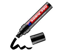 edding Rotulador permanente 390, negro, 1 bolígrafo, punta de cincel ancha, 4-12 mm, impermeable, de secado rápido, marcador multiusos, bolígrafo universal, para cartón, plástico, madera, metal,
