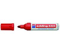 Edding Rotulador permanente n.º 550, paquete de ahorro de 3 y 5 unidades, en cuatro colores, rellenable con Edding T 25 (rojo, pack de ahorro de 3)