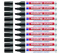 edding Rotulador permanente recargable, 1-5 mm (10 x negro), punta de cuña robusta, ancho de trazo variable, para adultos, rotulador moderno