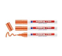 Edding - Rotuladores de pintura (750, punta mediana, 2 - 4 mm, 3 unidades), color naranja