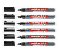 Edding - Rotuladores para pizarra blanca 361 (6 unidades, punta fina, 1 mm), color negro