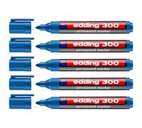 Edding - Rotuladores permanentes, 300, punta mediana, 1,5 - 3 mm, 5 unidades, color azul claro