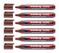 edding 330 marcador permanente - marrón - 1 rotulador - punta biselada 1-5 mm - resistente al agua, de secado rápido, rotuladores indelebles - para cartón, plástico, vidrio, madera, metal